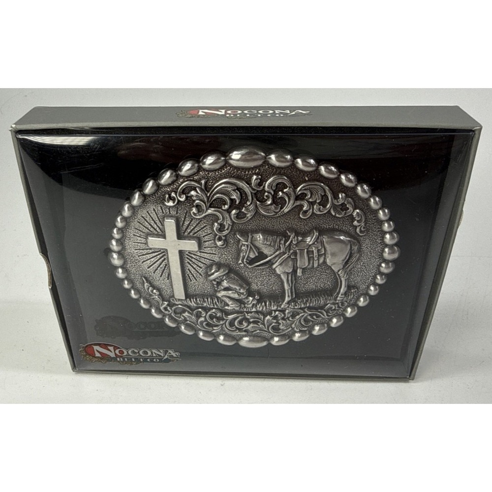 Nocona Praying Cowboy And Horse at Cross Belt Buckle  New